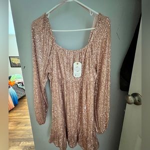 Rose gold sequin dress